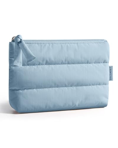 BAGSMART Small Makeup Bag, Machine Washable Puffy Cosmetic Pouch - color: Airy Blue