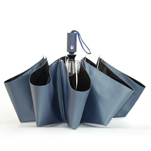 SY COMPACT Umbrella Automatic Travel Waterproof Light Folding Umbrellas Easy Carry for Women and Men - color: Blue