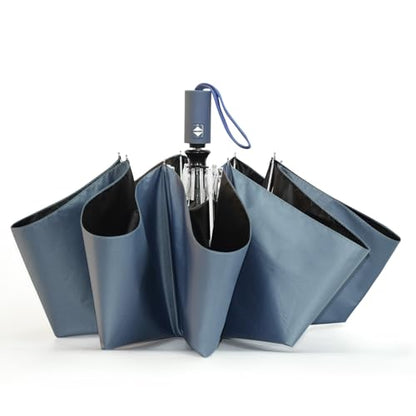 SY COMPACT Umbrella Automatic Travel Waterproof Light Folding Umbrellas Easy Carry for Women and Men - color: Blue