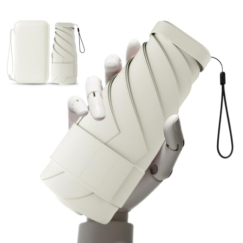 Mini Travel Umbrella, UPF 50+ Compact Fits in Purse - color: White