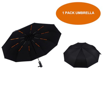 Bluinzi 2 Pack 46 Inch Umbrellas, Double 10-rib, for Rain, Compact Travel - color: (1 pack)black