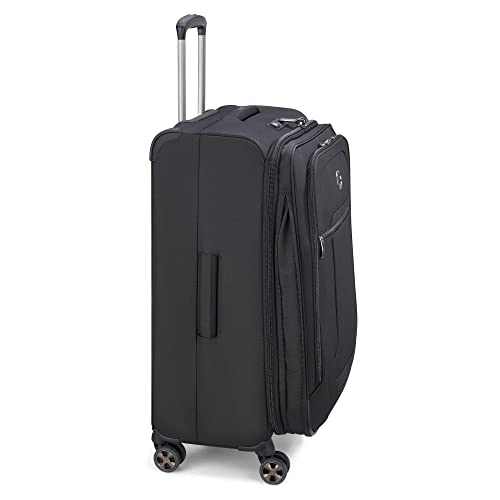 DELSEY PARIS Helium DLX Softside Expandable Luggage with Spinner Wheels, Black, Checked-Medium 25 Inch - color: Black, size: Checked-Medium 25 Inch