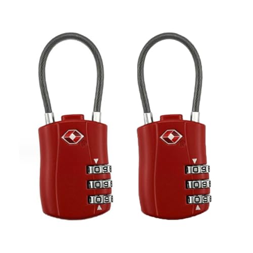 Maizoon 2 Pack TSA Approved 3-Digit Combination Lock with Password Resettable Combo for Travel Luggage Backpak Suitcase Baggage Durable Security Stylish Compact Red - color: Red