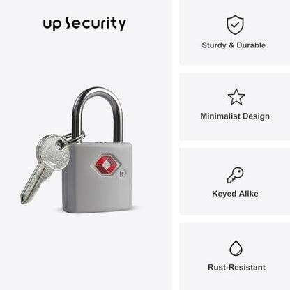 TSA Locks for Luggage, Suitcase, Small Padlock with Key, Metal - color: Gray