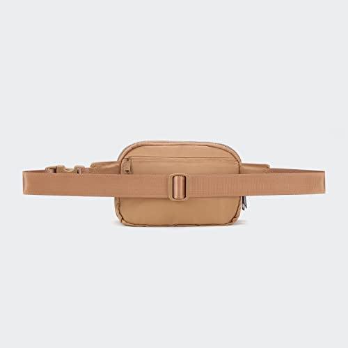 Pander Nylon Fanny Pack Belt Bag for Women with 5 Zipper Pockets - color: Caramel Burnt