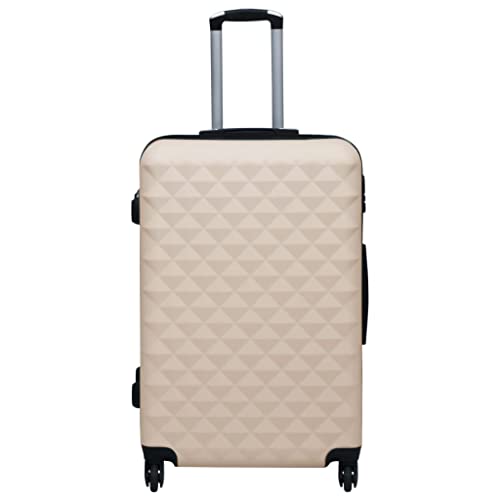 3 Piece Luggage Set Gold Hardside Trolley Suitcase with 360° Spinner Wheels Durable ABS Travel Bags with Security Lock for Business and Vacation S M L Sizes - color: Gold, size: 14.2" x 8.7" x 21.7"