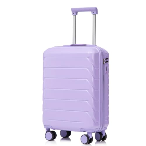 20 Inch ABS Hard Shell Checked Luggage – Scratch Resistant Surface, 4 Quiet Multi-Directional Spinner Wheels, Durable Travel Suitcase with Combination Lock,Purple