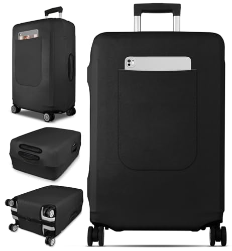 Slohif Luggage Cover for Suitcase Tsa Approved Protector - Black Luggage Sleeve Large Suit Case Cover Travel Stretch Baggage Case Protective Washable Fit 24-27 Inch - size: M-(24-27) Inch, style: Black