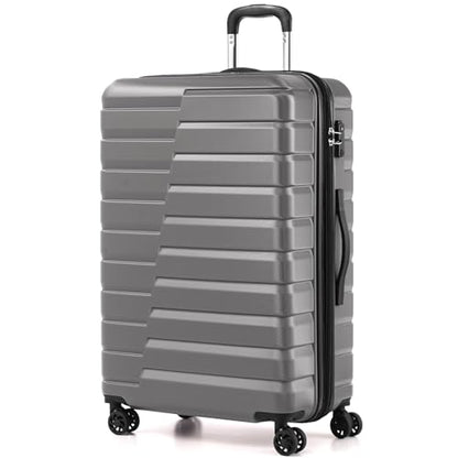 Coolife Lightweight Luggage with TSA Lock,Large Checked Gray - color: Gray, size: Large(28in)