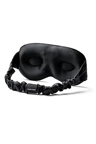 Fishers Finery 25 Momme 100% Organic Mulberry Silk 3D Sleep Mask - Contoured Blackout Eye Mask - Soft, Comfortable on Skin, Lash Extension Friendly, Adjustable Elastic - New and Improved Style (Black) - color: Black