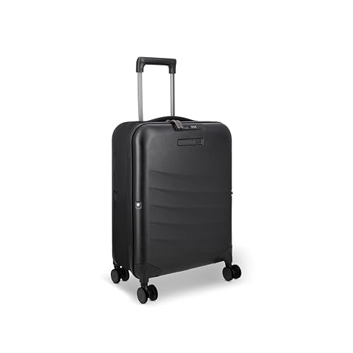 ROLLINK Foldable Mono Carry-On Suitcase 21” – Hardshell Luggage, Double Spinner Wheels, TSA Lock, Lightweight & Durable Travel Case – Scratch, Water & Impact Resistant (Black) - color: Black, size: Carry-On
