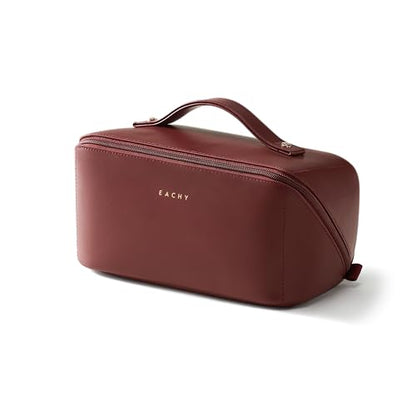 EACHY Travel Makeup Bag for Women, Flat Open Cosmetic Bag, Red, Medium - color: A - Red, size: Medium