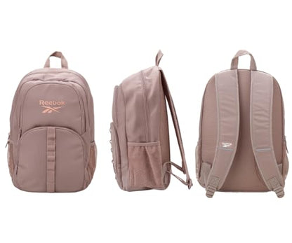 Reebok Travel Backpack Water Resistant Everyday Bag with Laptop Sleeve - color: Santa Fe Latte/Rose Gold