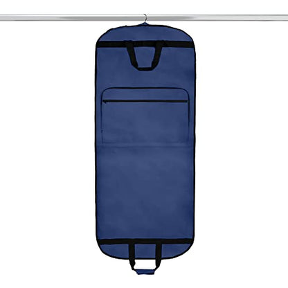 Dalix 60" Foldable Garment Bag Suits Cover Dresses w Front Pocket - color: Navy Blue