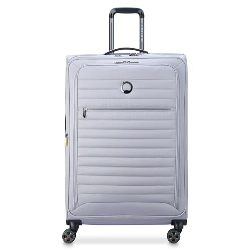 DELSEY PARIS Cruise 3.0, 28 Inch Checked Softside Luggage, Platinum | Expandable Suitcase, Softside, Lightweight Durable Polyester, Dual-Density Spinner Wheels, Overweight Indicator, TSA Lock - color: Platinum, size: Checked-Large 28 Inch