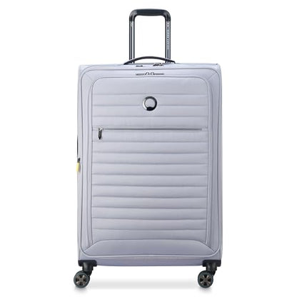 DELSEY PARIS Cruise 3.0, 28 Inch Checked Softside Luggage, Platinum | Expandable Suitcase, Softside, Lightweight Durable Polyester, Dual-Density Spinner Wheels, Overweight Indicator, TSA Lock - color: Platinum, size: Checked-Large 28 Inch
