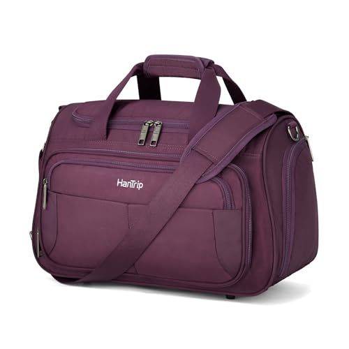 HanTrip 16 Inch Under Seat Carry On Duffle Bag for Airplanes, Purple - color: Purple, size: Carry-on 16.5-Inch