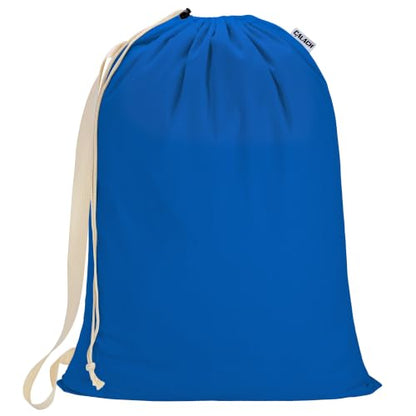 Canvas Laundry Bag with Shoulder Strap & Drawstring, 23"W x 29"H, Blue - color: Blue