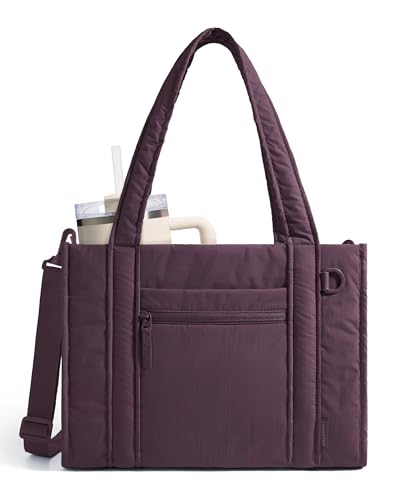 BAGSMART Boxy 여성용 토트백, 지퍼가 달린 크로스바디 작업 가방 - color: 포도, size: 스몰