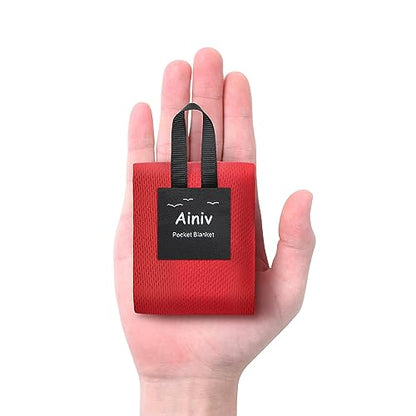 Ainiv Picnic Blanket, Mini Pocket Beach Mat 27.5 x 43.3IN (1-2 People) - color: Red, size: 27.5 x 43.3''(S for 1-2 person)