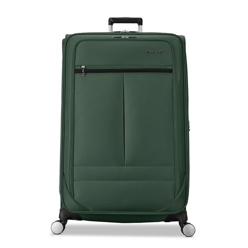 Samsonite Soft-Sided 29-Inch Lightweight Large Checked Expandable Element Suitcase: Durable, 360° Spinner Wheels, Adjustable Telescopic Handle, 2 Front & 1 Side Pocket- Deep Green - color: Bistro Green, size: 29-Inch Checked-Large