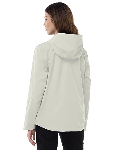 Outdoor Ventures Packable Rain Jacket Women Waterproof Raincoat with Hood - color: Ice Grey, size: X-Small