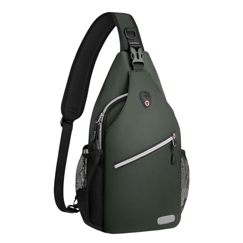 MOSISO Small Sling Bag for Men, Crossbody Shoulder Chest Daypack Bag | Sling Backpack for Casual Travel Hiking - color: Midnight Green
