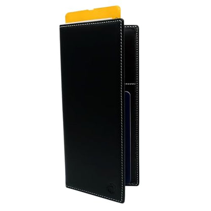 RFID Blocking Slim Minimalist Long Travel Wallet Genuine Leather Passport Holder Travel Cover (Black) - color: Black