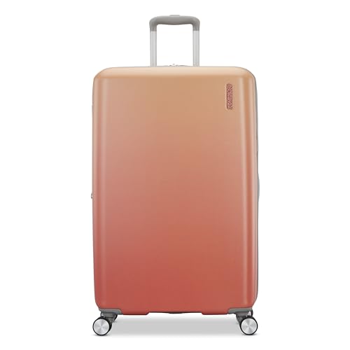 American Tourister Moonlight II Hardside Expandable Luggage with Spinner Wheels, Ombre Peach, Large Checked Suitcase 28-Inch - color: Ombre Peach, size: Checked 28-Inch