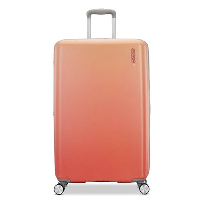American Tourister Moonlight II Hardside Expandable Luggage with Spinner Wheels, Ombre Peach, Large Checked Suitcase 28-Inch - color: Ombre Peach, size: Checked 28-Inch