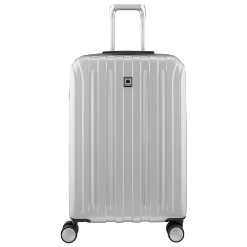 DELSEY PARIS Titanium Hardside Expandable Luggage with Spinner Wheels Checked Luggage, Silver, Checked-Medium 25 Inch - color: Silver, size: Checked-Medium 25 Inch