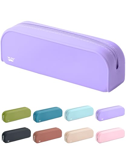 Mr. Pen- Silicone Pencil Case, Aesthetic Pencil Bag for Women, Makeup Pouch - color: Purple