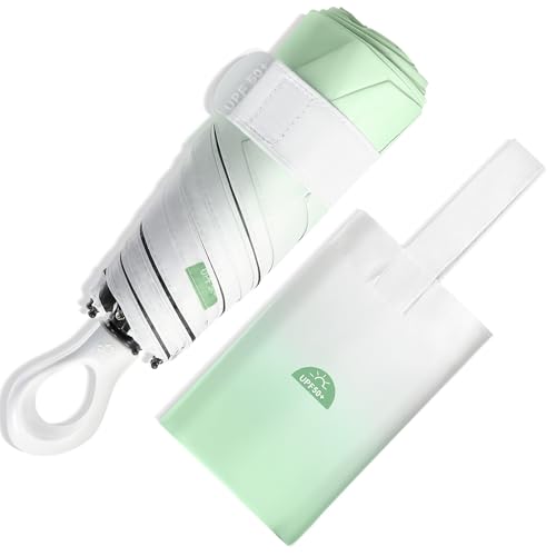 Gradient UV Umbrella UPF 50+, Mini Sun Parasol Foldable Compact Travel Size - color: 05.Green