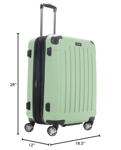Kenneth Cole REACTION Renegade Luggage Expandable 8-Wheel Spinner Lightweight Hardside Suitcase, Seafoam, 24-Inch Checked - color: Seafoam, size: 24-Inch Checked