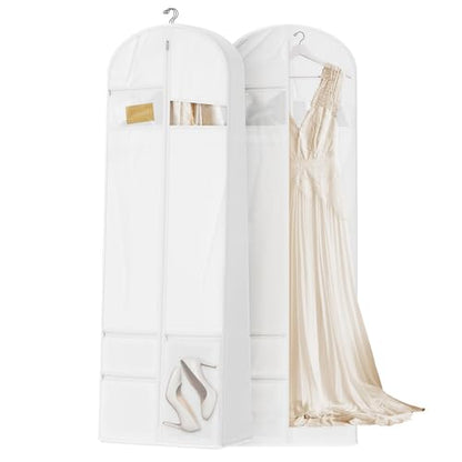 Lazebox 72" Garment Bag with Zipper Pocket, Wedding Dress Bag for Gowns Long, White - size: 72inch-1 pack-white