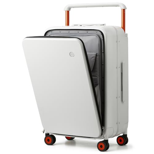 mixi 24 Inch Checked Luggage Aluminum Frame & Spinner Wheels, Smoke White - color: Smoke White, size: 24-inch