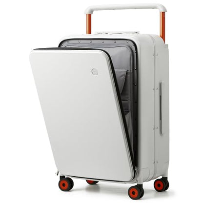 mixi 24 Inch Checked Luggage Aluminum Frame & Spinner Wheels, Smoke White - color: Smoke White, size: 24-inch