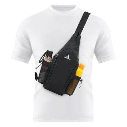 Peicees Small Sling Bag Backpack Crossbody Gym Bag Chest Daypack, Black - color: Black
