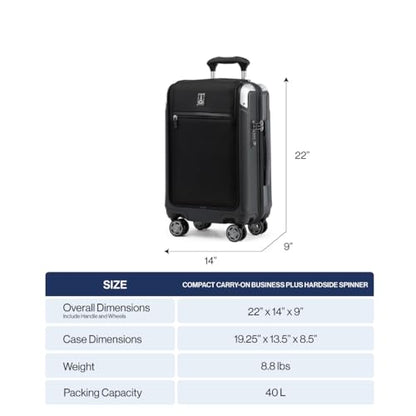 Travelpro Platinum Elite Hardside Carry-On Luggage, Black, 20-Inch - color: Shadow Black, size: Compact Carry-on with Laptop Pocket 20-Inch