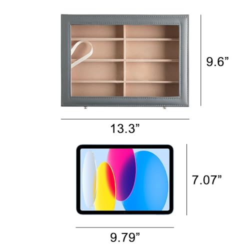 Frebeauty 8-Slot Sunglass Organizer,Sunglass Holder with Clear Lid - color: Grey, size: With Lid