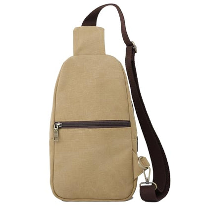 SILKAREA Canvas Sling Bag for Wome Crossbody Purse Small Sling Backpack Purse Travel Hiking Chest Bag Daypack - color: Brown