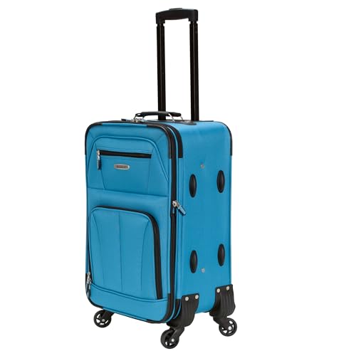 Rockland Pasadena Expandable Spinner Carry-on 19", Turquoise - color: Turquoise