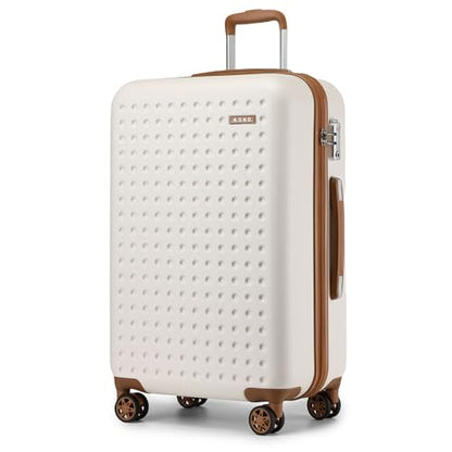 Kono 28 Inch Hard Shell Checked Luggage, 4 Spinner Wheels Suitcase, White - color: Cream White, size: Checked-Large 28-Inch