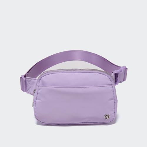 Pander Nylon Fanny Pack Belt Bag for Women with 5 Zipper Pockets - color: Lilac Purple