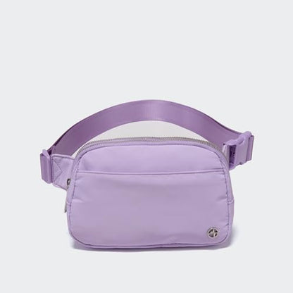 Pander Nylon Fanny Pack Belt Bag for Women with 5 Zipper Pockets - color: Lilac Purple