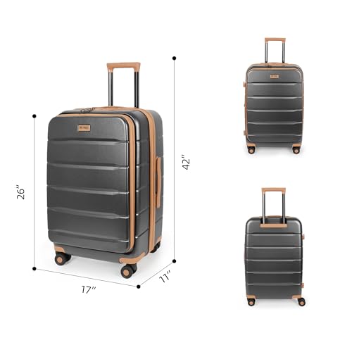 24'' Luggage,Hardside Suitcase w/Spinner Wheels,TSA LOCK - color: Grey, size: 24" Mid-Checked