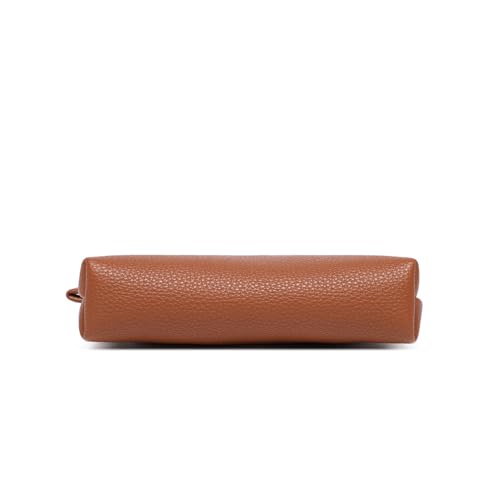 Small Makeup Bag for Purse, Leather Cosmetic (Saddle Brown) - color: PU/Saddle Brown