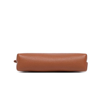 Small Makeup Bag for Purse, Leather Cosmetic (Saddle Brown) - color: PU/Saddle Brown