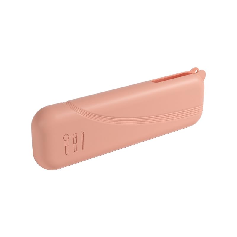 Silicone Cosmetic Brushes Bag Travel Makeup Brush Organiser, Soft Streamlined Cosmetic Tool Case, Designed for Travel - color: Pink