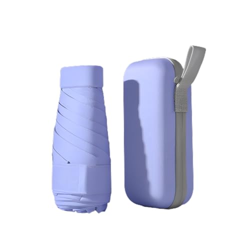 Mini Travel Sun Umbrella for Purse, UPF 50+ with Case - color: Purple